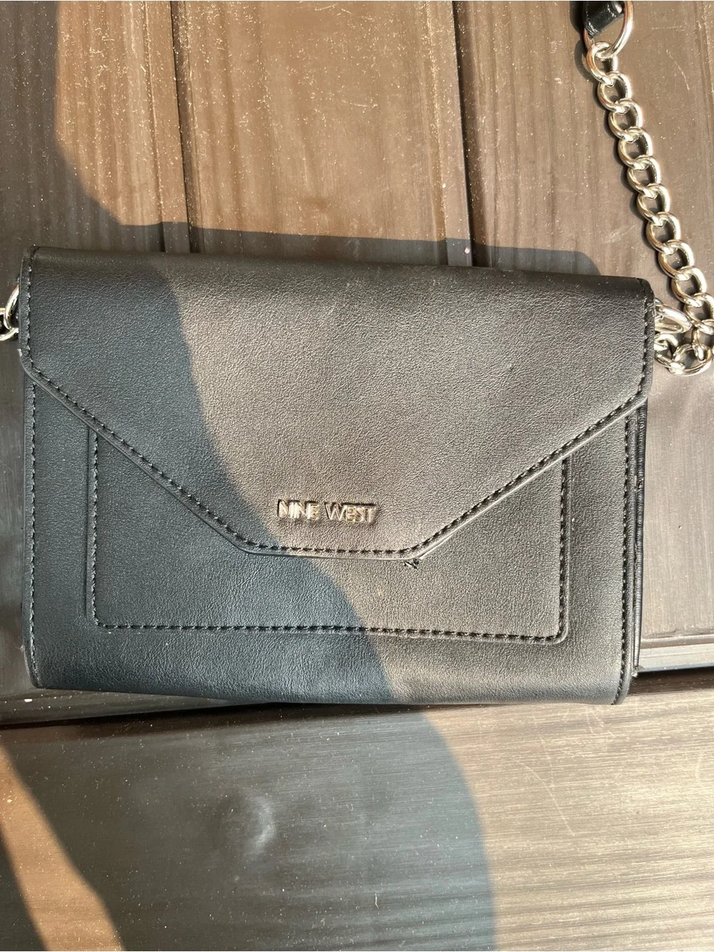 Nine West Black Envelope Crossbody Bag with Chain Strap